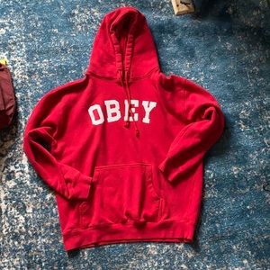 Obey red spellout classic hoodie